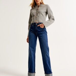 Abercrombie & Fitch Blue High Rise Jeans with Cuffed Hem